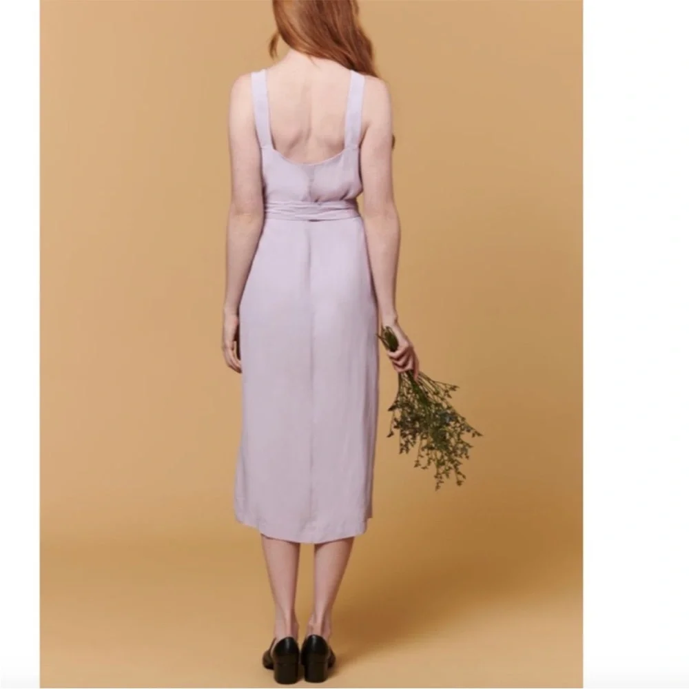 ☑️ Whimsy + Row Samantha Lavendar Purple Button Midi Dress - Picture 4 of 15